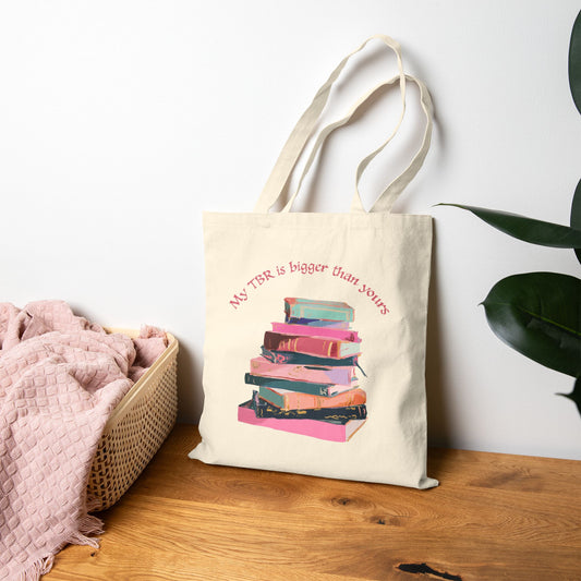 "My TBR Is Bigger Than Yours" Tote Bag | Book Lover Canvas Tote
